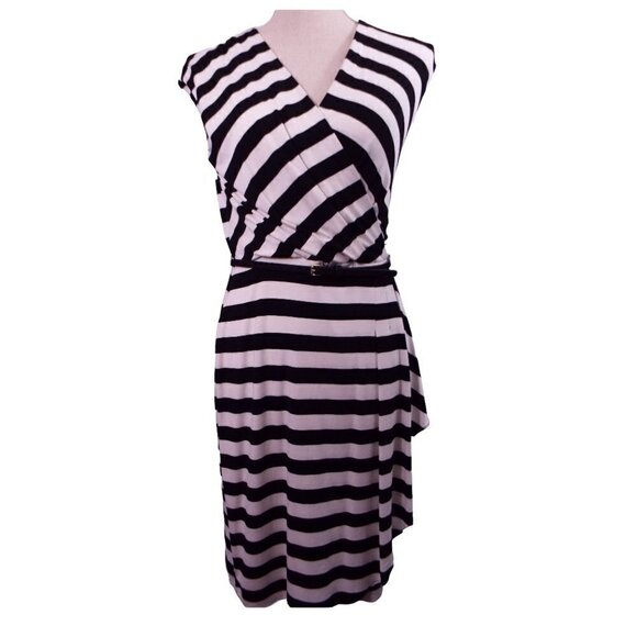 Calvin Klein Women's Wrap Front  V-Neck Belted Waist Cap Sleeve Dress - Size 4 - Picture 1 of 16